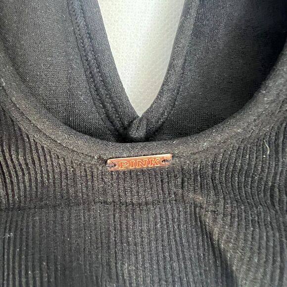 Victoria's Secret PINK Deep V‎ Ribbed Black Bralette Lightly Padded Size MD - Picture 3 of 8